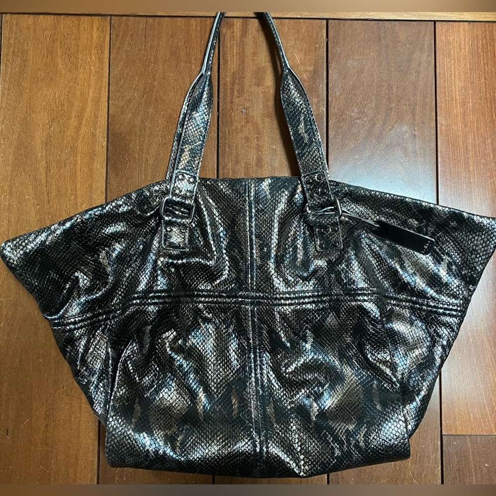 Botkier Metallic Python Embossed Calfskin Leather… - image 2